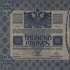 1000 K bankovka Rakousko-uherské banky, avers (1912)