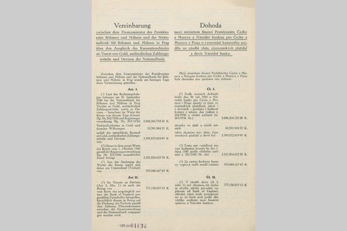 Dohoda o vyrovnání kurzových rozdílů na zásobách zlata a deviz Národní banky (1941)