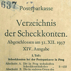 Seznam šekových účtů Poštovní spořitelny (1937)