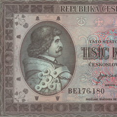 1000 Kčs bankovka Národní banky Československé, avers (1945)
