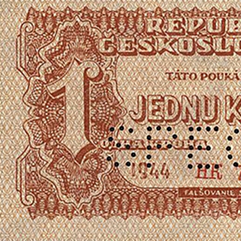1 K poukázka Československého měnového úřadu, avers (1944)