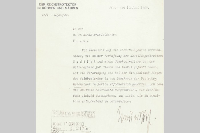 Dopis říškého protektora ministerskému předsedovi (1940)