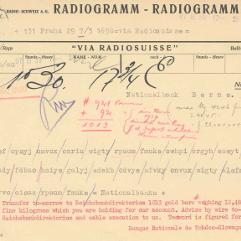 Potvrzení o převodu zlata NBČ na Říšskou banku (1939)
            