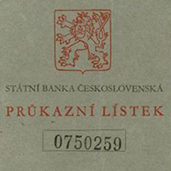 Průkazní lístek ke vkladní knížce Státní banky československé (1950)